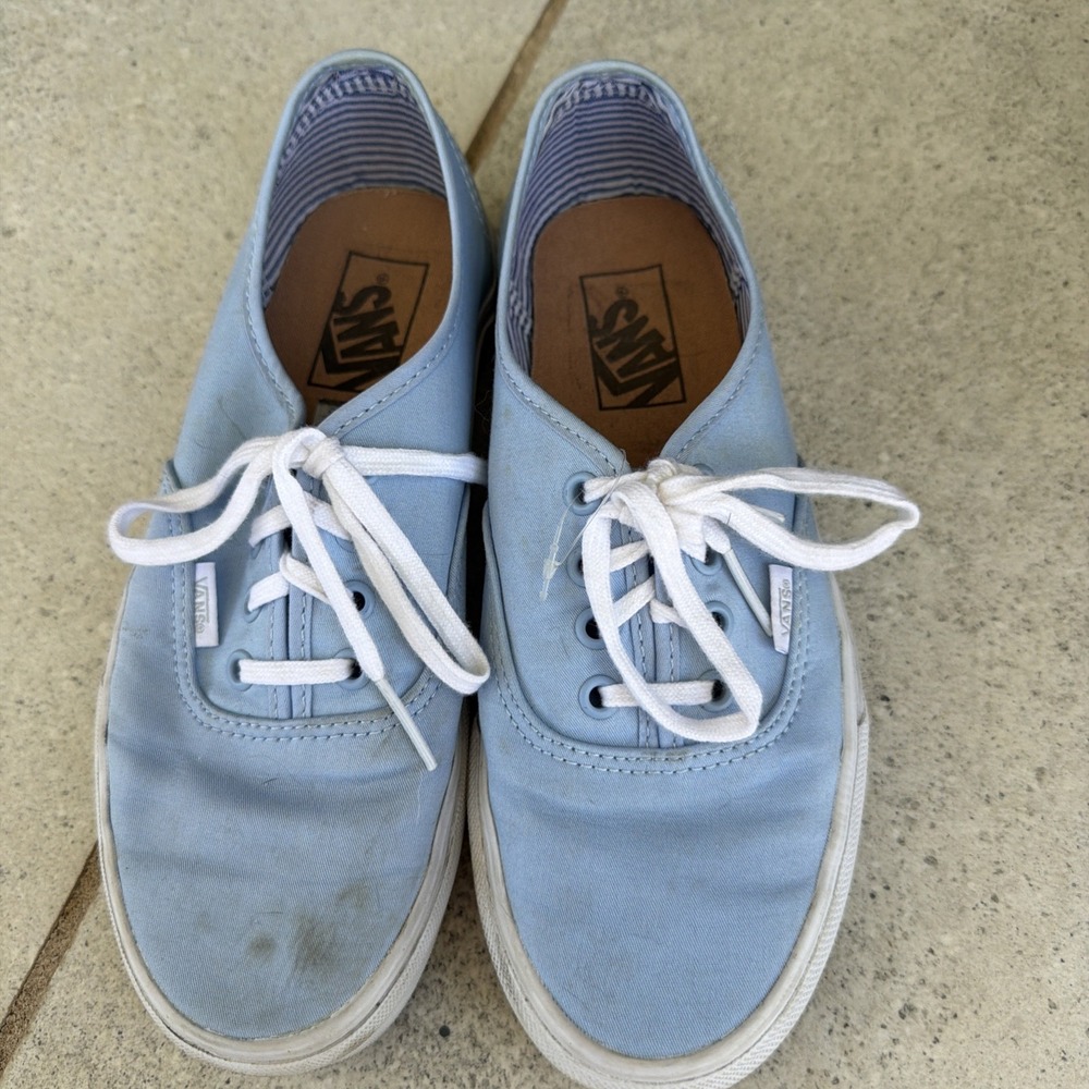 Vans Unisex Skateboard Shoes Light Blue ‎ White Low Top Lace Up US M 6/W 7.5
